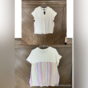 Torrid Cotton Modal Slub + Clip Dot Print Fabric Mixed Dolman Tee Size 1X